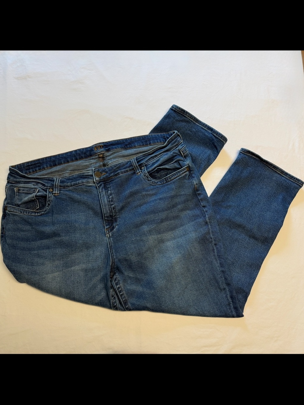 KUT from the Kloth Plus Size 22W Straight Ankle Stretch Blue Jeans 22